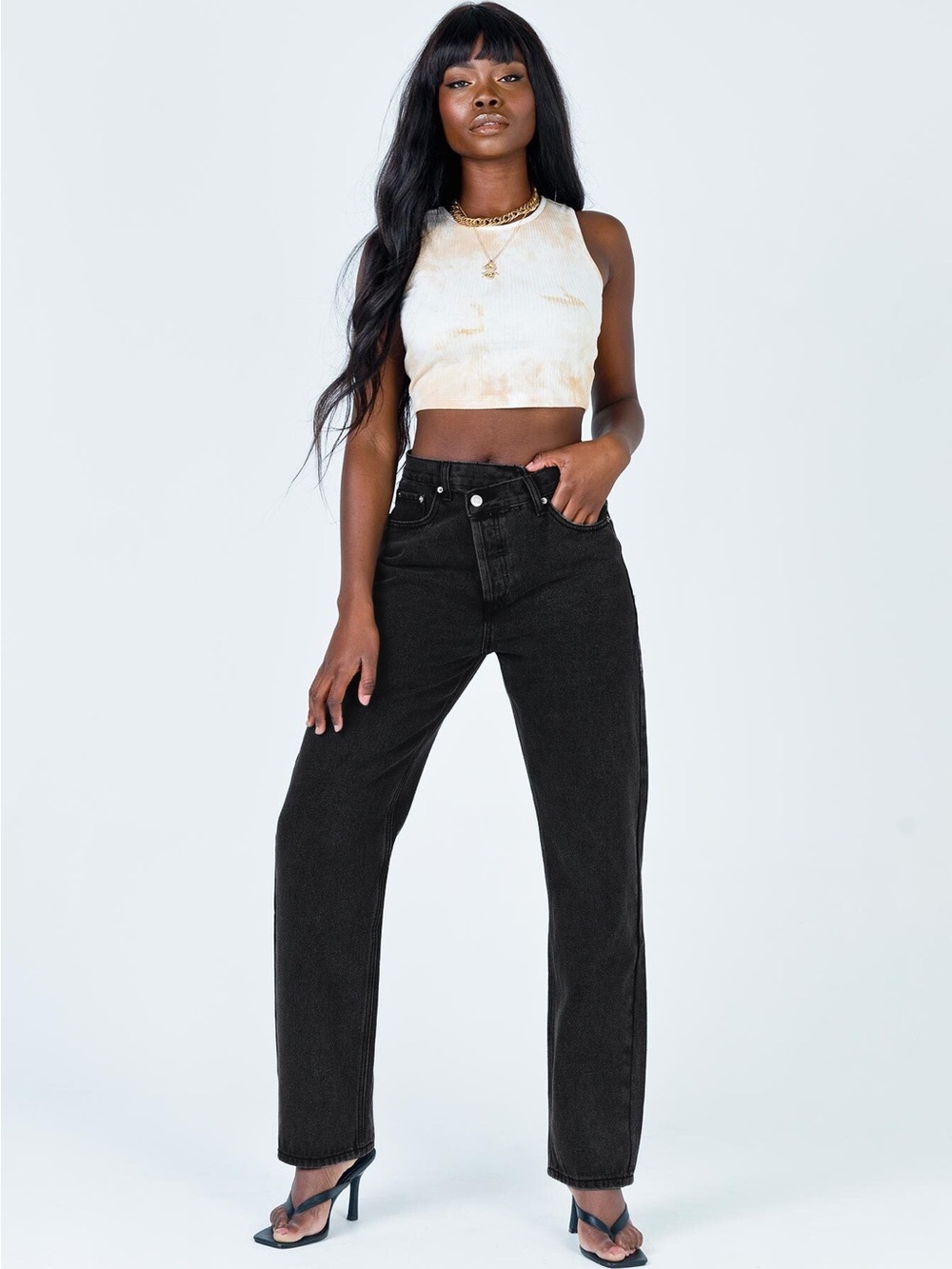 Princess Polly Holly Asymmetrical Straight Leg Jeans